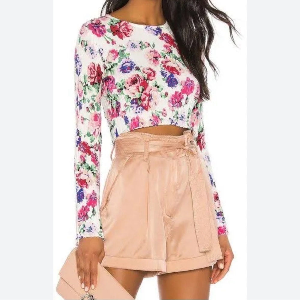 Ronny Kobo Magda Floral Crop Top White Size Small - Picture 2 of 9
